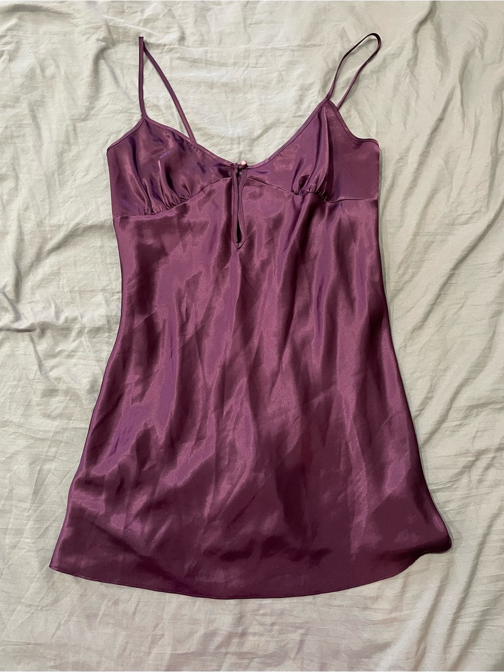 Plum Satin Cami Slip Dress with Adjustable Straps